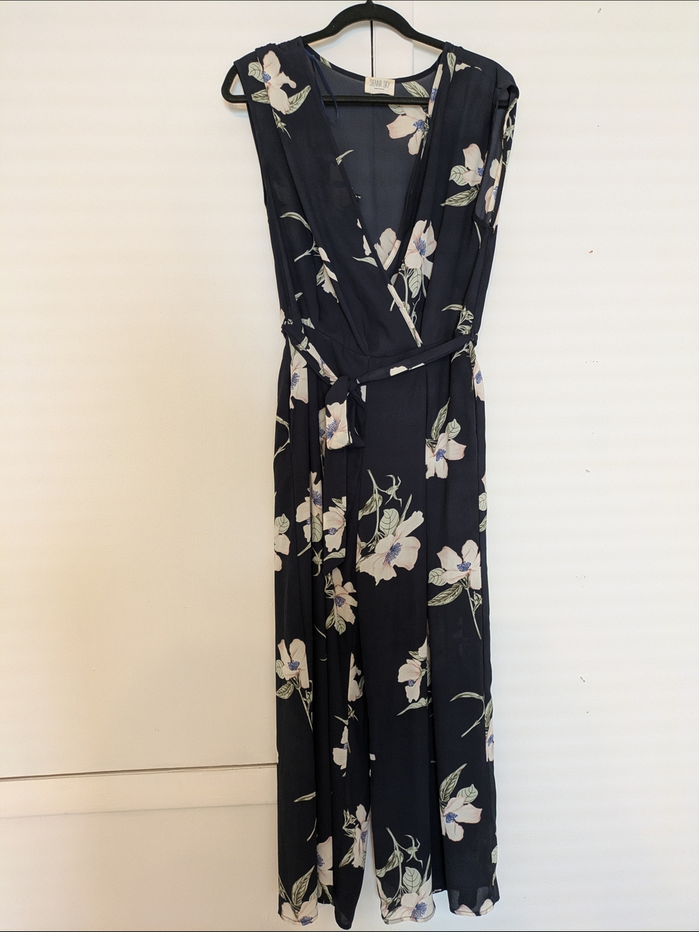 Navy Floral Wrap Jumpsuit